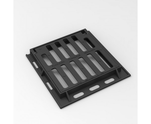 Square folding scupper grate and frame in casting D-12