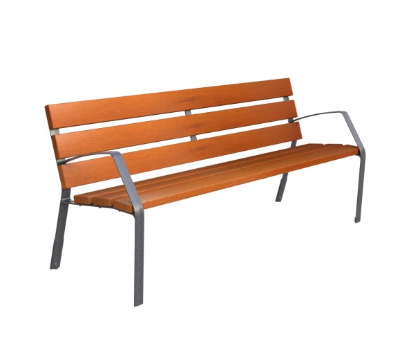 Bench MODO08 in cast iron and tropical wood